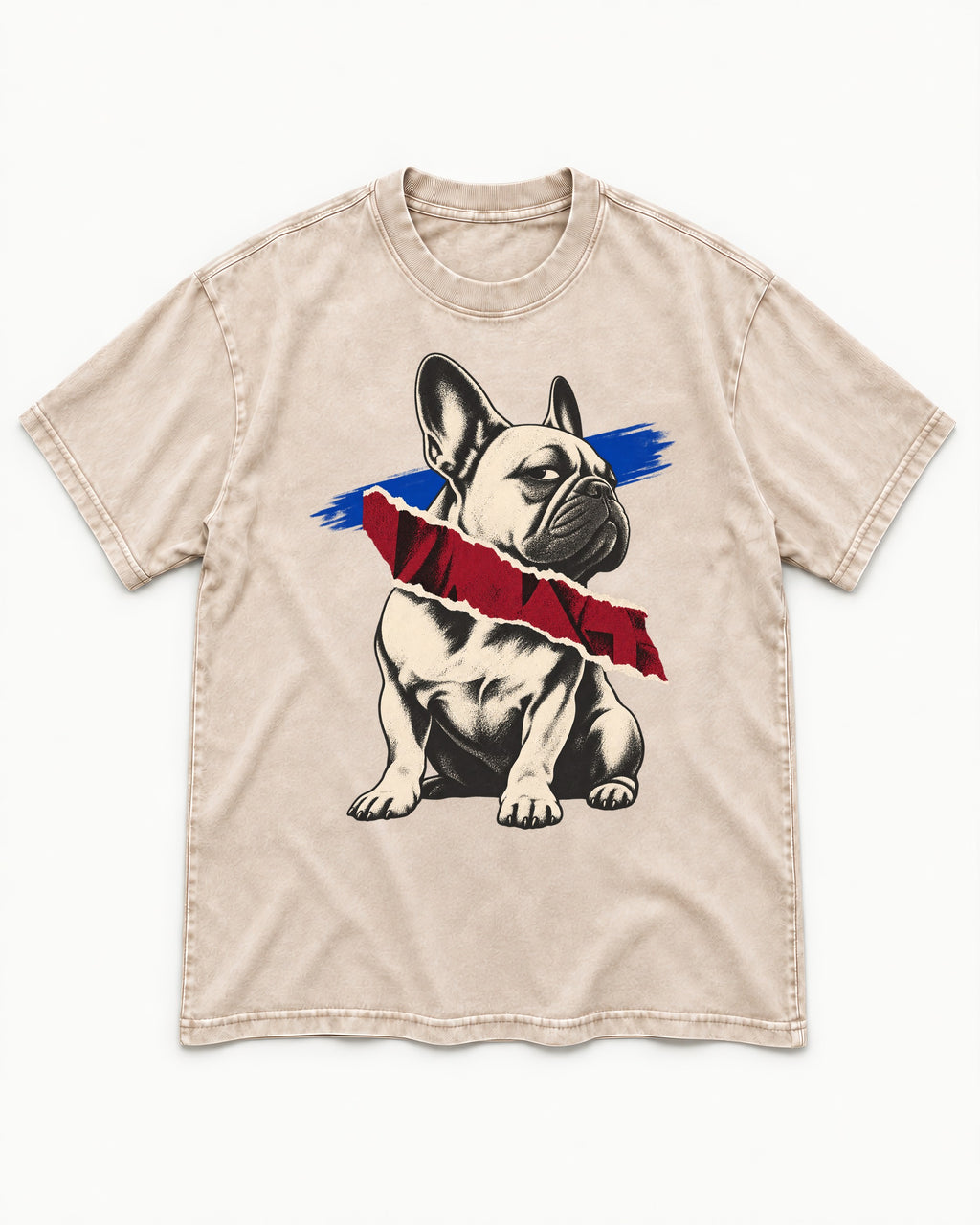 Frenchie Punk Washed Tee in Apricot, flat lay product photo