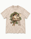 English Bulldog Above It All Washed Tee in Apricot, flat lay product photo