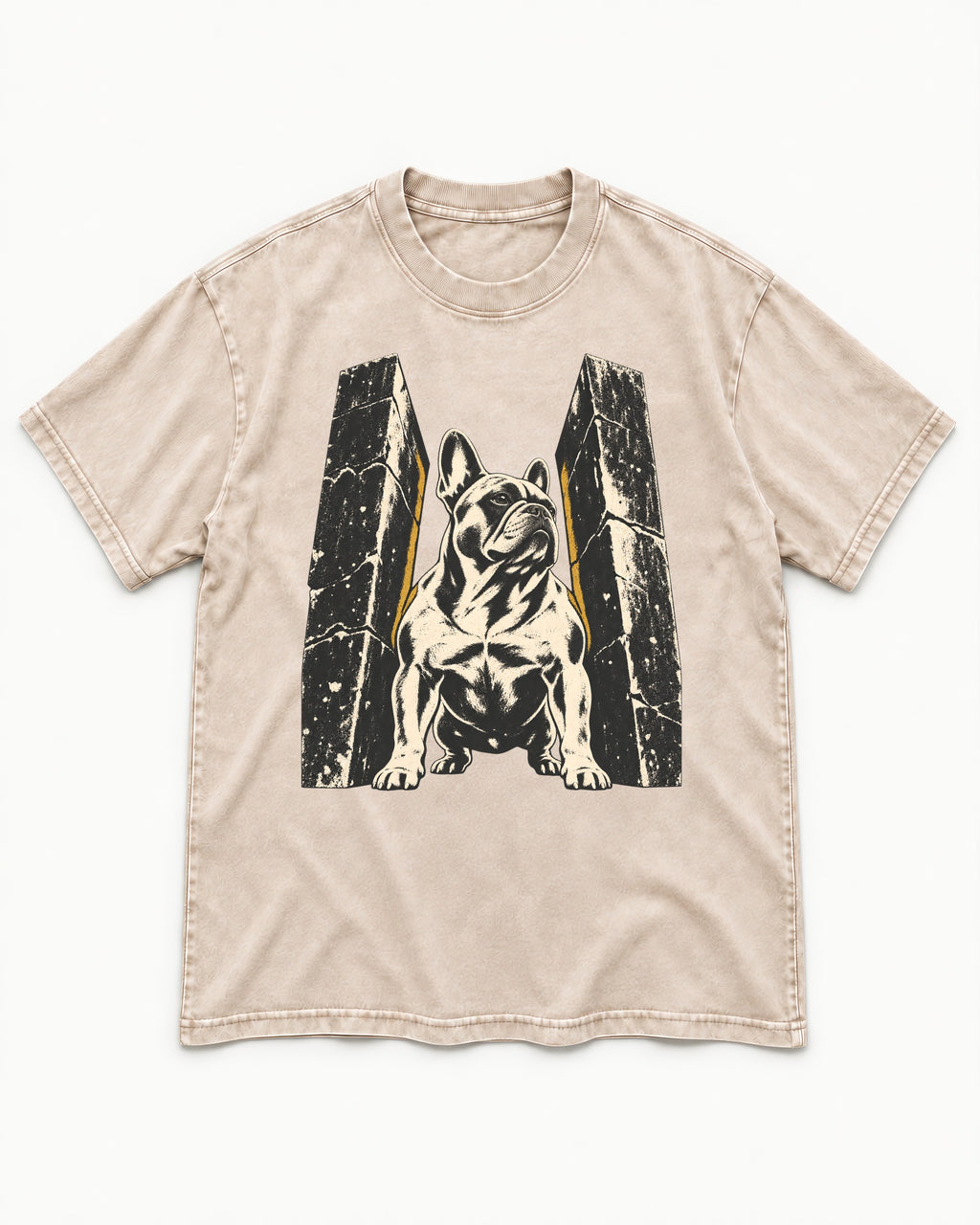 Frenchie Unbreakable Washed Tee in Apricot, flat lay product photo