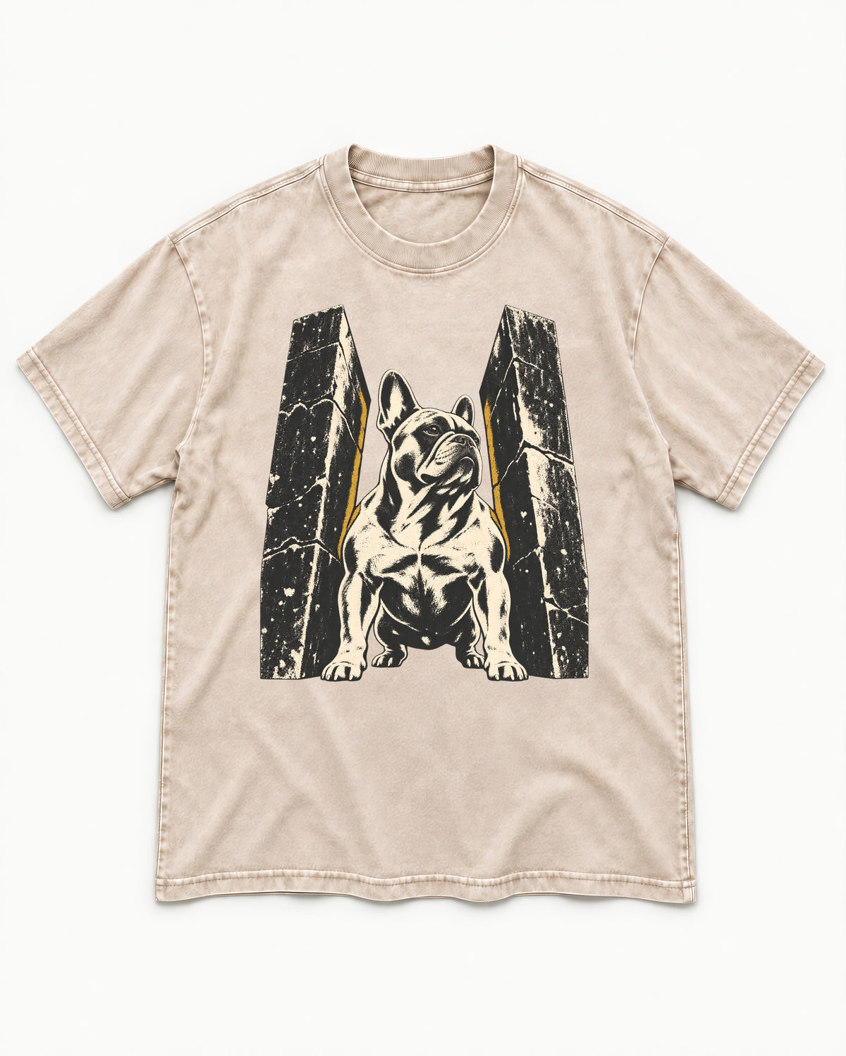Frenchie Unbreakable Washed Tee in Apricot, flat lay product photo