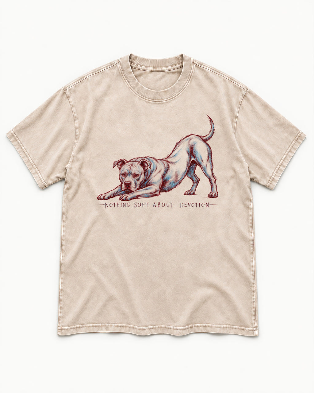 Nothing Soft About Pitbull Devotion Washed Tee in Apricot, flat lay product photo