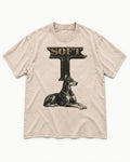 Soft Against Hard Doberman Washed Tee in Apricot, flat lay product photo