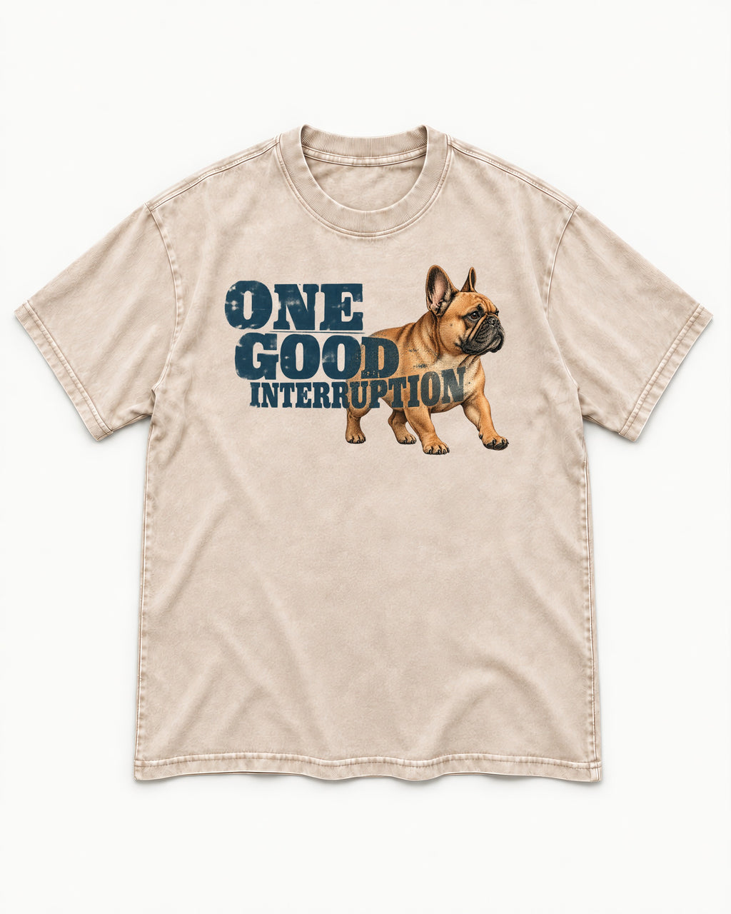 One Good Frenchie Interruption Washed Tee in Apricot, flat lay product photo