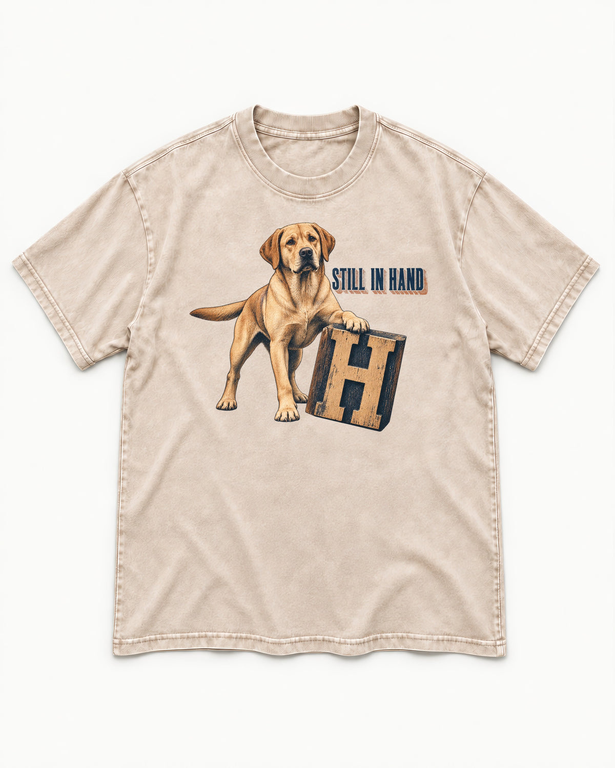 Labrador Retriever Still in Hand Washed Tee in Apricot, flat lay product photo