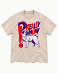 Really Now Pug Washed Tee in Apricot, flat lay product photo