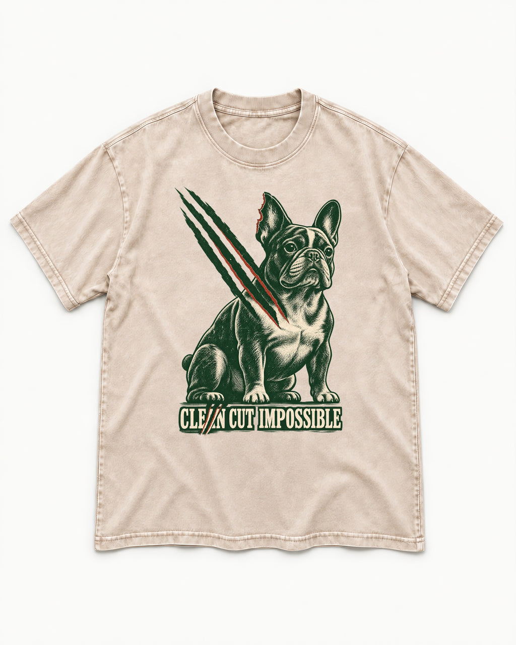 Frenchie Clean Cut Impossible Washed Tee in Apricot, flat lay product photo