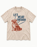 Let the Pug Through Washed Tee in Apricot, flat lay product photo