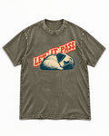 Pug Let It Pass Sleeping Banner Graphic Washed Tee in Army Green, flat lay product photo