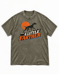German Shorthaired Pointer A Little Farther Sunset Steps Graphic Washed Tee in Army Green, flat lay product photo