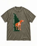 German Shorthaired Pointer Beyond the Lee Monument Graphic Washed Tee in Army Green, flat lay product photo