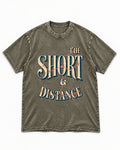Shih Tzu The Short Distance Route Graphic Washed Tee in Army Green, flat lay product photo