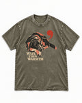 Labrador Retriever Wait Then Warmth Blanket Pause Graphic Washed Tee in Army Green, flat lay product photo