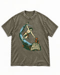 Yorkshire Terrier Call of the Mildly Inconvenienced Vine Swing Graphic Washed Tee in Army Green, flat lay product photo