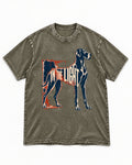 Great Dane In the Light Industrial Frame Graphic Washed Tee in Army Green, flat lay product photo