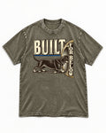 Dachshund Built for Below Vintage Burrow Graphic Washed Tee in Army Green, flat lay product photo