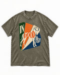 Great Dane In Good Taste Color Fan Graphic Washed Tee in Army Green, flat lay product photo