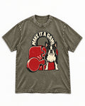 Boston Terrier Make It a Game Washed Tee in Army Green, flat lay product photo