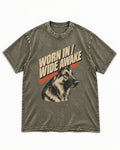 Worn In Wide Awake Portrait German Shepherd Dog Graphic Washed Tee in Army Green, flat lay product photo