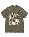 Frenchie No Further Comment Side Eye Graphic Washed Tee in Army Green, flat lay product photo
