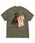 Rottweiler Lean In Block Typography Graphic Washed Tee in Army Green, flat lay product photo