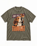Cross That Beagle Thought Washed Tee in Army Green, flat lay product photo