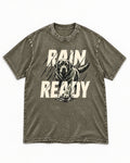 Labrador Retriever Rain Ready Charging Splash Graphic Washed Tee in Army Green, flat lay product photo