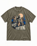 Husky Neighbors Heard Everything Paris Rooftop Graphic Washed Tee in Army Green, flat lay product photo