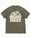 English Bulldog Heavy Rest Graphic Washed Tee in Army Green, flat lay product photo