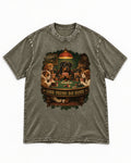 Rottweiler Good Friends Bad Hands Poker Night Graphic Washed Tee in Army Green, flat lay product photo