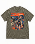 Great Dane Monday Found Me Scream Parody Graphic Washed Tee in Army Green, flat lay product photo
