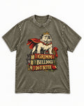 English Bulldog Grimm Bulldogs Do It Better Storybook Graphic Washed Tee in Army Green, flat lay product photo
