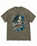 Husky Offline Below Sea Level Nautical Submarine Graphic Washed Tee in Army Green, flat lay product photo