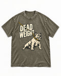 Frenchie Dead Weight Leash Graphic Washed Tee in Army Green, flat lay product photo