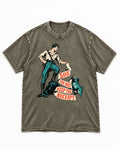Pug Save the Day Keep the Receipt Hero Graphic Washed Tee in Army Green, flat lay product photo