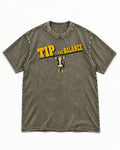 Chihuahua Tip the Balance Beam Graphic Washed Tee in Army Green, flat lay product photo