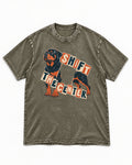 Rottweiler Shift the Center Cutout Letter Graphic Washed Tee in Army Green, flat lay product photo