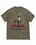 Pitbull Home Team Loyalty Crest Graphic Washed Tee in Army Green, flat lay product photo