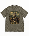 Great Dane Mystery Wears Well Renaissance Portrait Graphic Washed Tee in Army Green, flat lay product photo