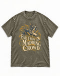 Far From the Madding Crowd Boston Terrier Washed Tee in Army Green, flat lay product photo