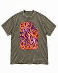 Give The Day A Chance Psychedelic German Shepherd Dog Graphic Washed Tee in Army Green, flat lay product photo