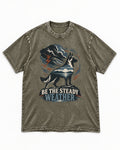 Be the Steady Weather Storm German Shepherd Dog Graphic Washed Tee in Army Green, flat lay product photo
