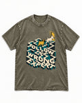 Pug Follow the Wrong Expert Isometric Maze Graphic Washed Tee in Army Green, flat lay product photo