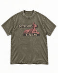 Doberman Both Sides Calm Banner Washed Tee in Army Green, flat lay product photo