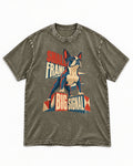 Small Frame Big Signal Boston Terrier Washed Tee in Army Green, flat lay product photo