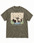 Frenchie Couch Residency Permanent Occupancy Cushion Graphic Washed Tee in Army Green, flat lay product photo