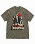 Husky Assembled Without Instructions Frankenstein Graphic Washed Tee in Army Green, flat lay product photo
