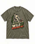 Yorkshire Terrier Wild but Appointment Only Jungle Calendar Graphic Washed Tee in Army Green, flat lay product photo