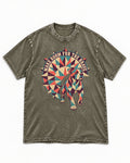 Pitbull Make Room for the Brave Mosaic Graphic Washed Tee in Army Green, flat lay product photo