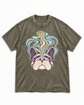 Frenchie Scent Cartography Vapor Route Graphic Washed Tee in Army Green, flat lay product photo