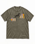 Here and Here Stepping Labrador Retriever Graphic Washed Tee in Army Green, flat lay product photo
